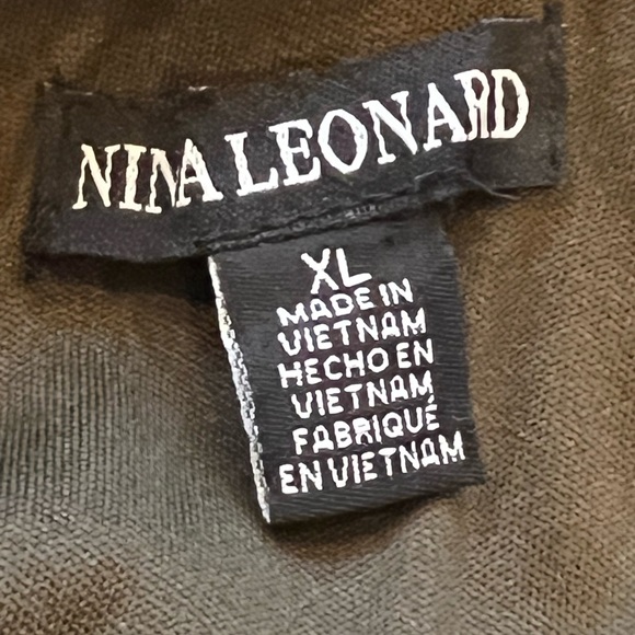 NWT Nina Leonard Wide-Leg Halter Jumpsuit—Dark Olive. - Picture 7 of 7